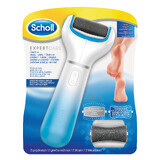 Scholl Expert Care, pilă electronică pentru picioare cu baterie, cu cap cu granulație grosieră și cap de rezervă pentru călcâie crăpate, albastru, 1 buc