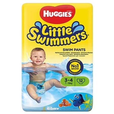 Huggies Little Swimmers, chiloți, înot, Where's Dory, mărimea 3-4, 7-15 kg, 12 bucăți