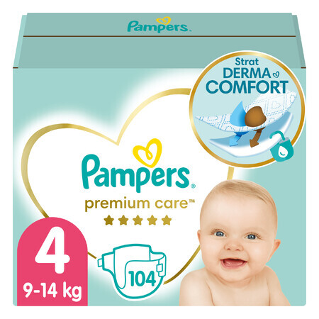 Pampers Premium Care, scutece mărimea 4, 9-14 kg, 104 buc