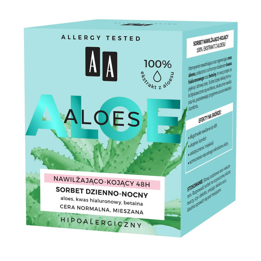 AA Aloë vera, dag- en nachtsorbet, hydraterend en verzachtend, 50 ml