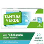 Tantum Verde 3 mg, eucalyptussmaak, 20 harde zuigtabletten