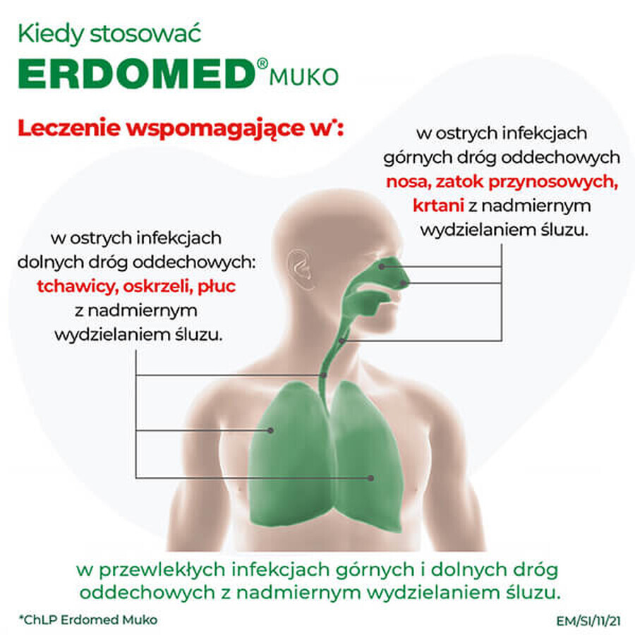 Erdomed Muko 225 mg, powder for oral suspension, 20 sachets