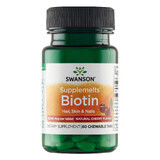 Swanson Biotin Supplemelts, biotină 5000 µg, aromă de cireșe, 60 comprimate masticabile