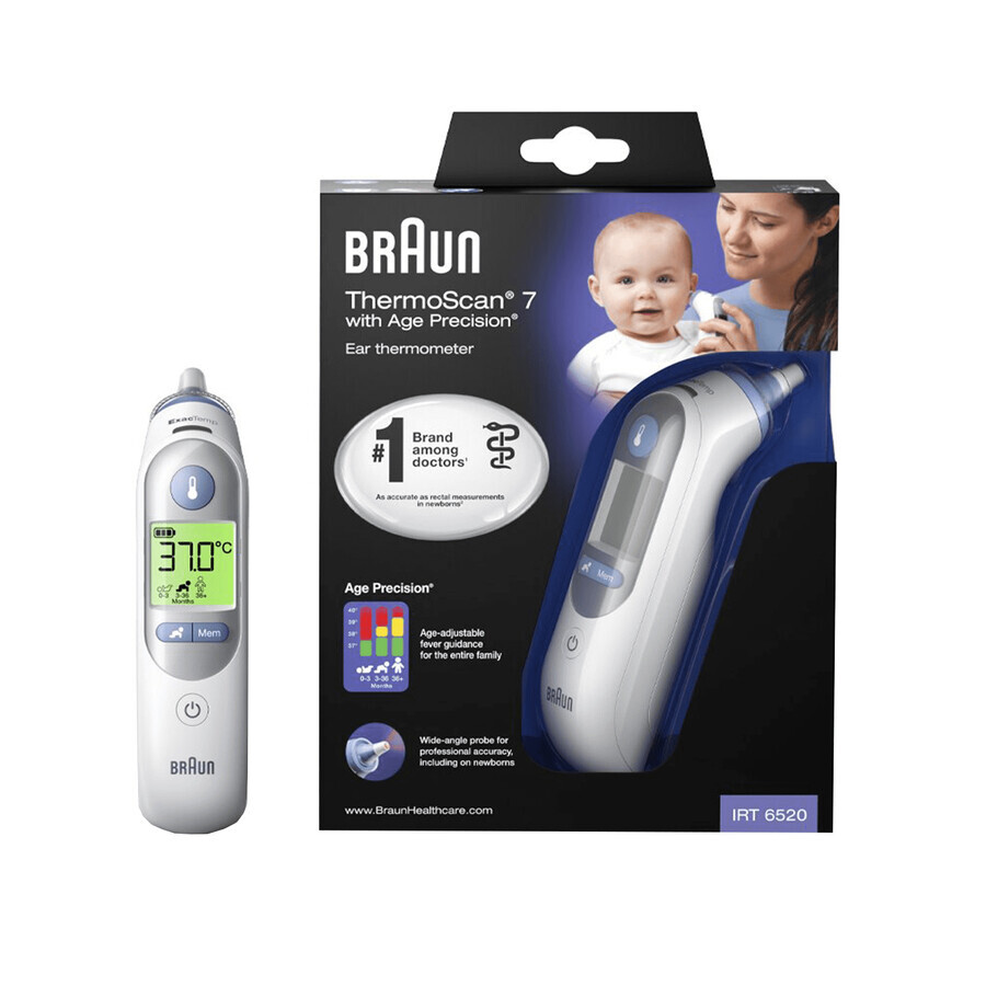 Braun ThermoScan 7 IRT6520, termometru de ureche cu precizie de vârstă