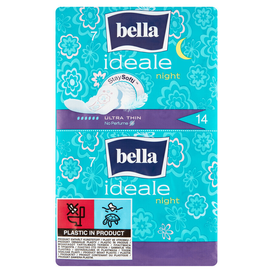 Bella Ideale, StaySofti sanitary napkins with wings, ultra-thin, night, 14 pcs