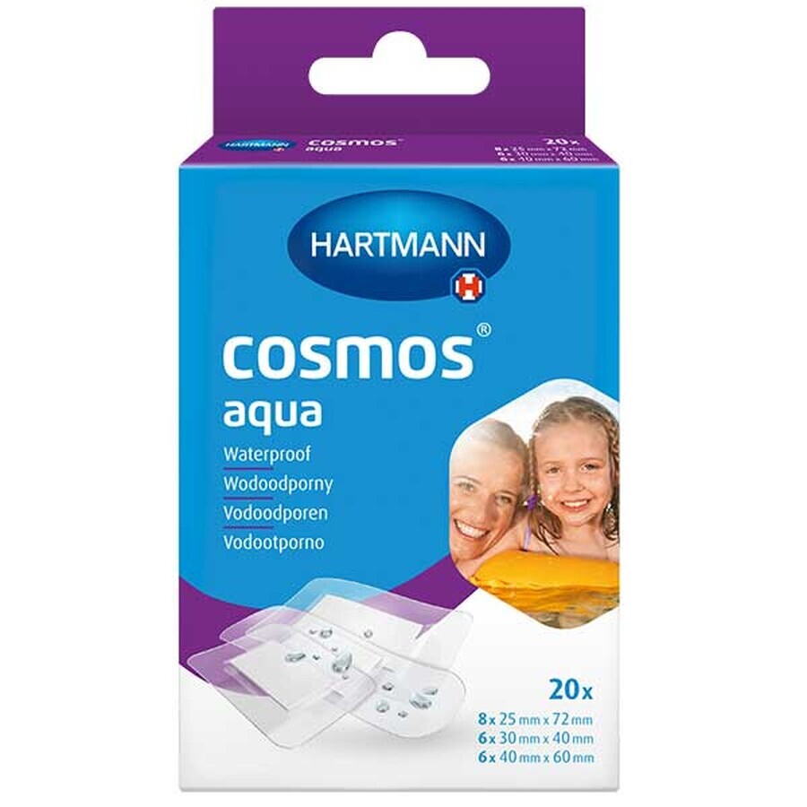 Cosmos Aqua, plasturi impermeabili cu pansament, 20 bucăți