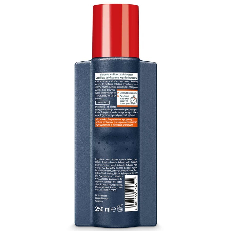 Alpecin Caffeine, shampooing C1, 250 ml