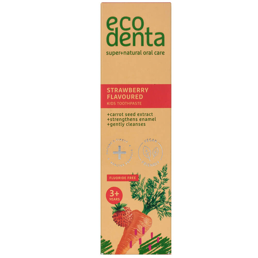 Ecodenta, dentifrice pour enfants, à partir de 3 ans, goût fraise, sans fluor, 75 ml