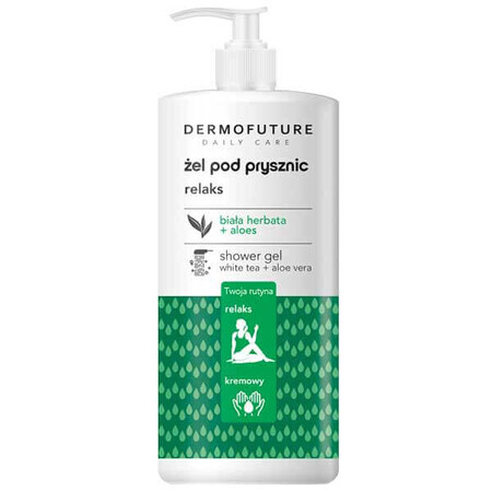 Dermofuture Relax, gel de duș, ceai alb + aloe vera, 500 ml