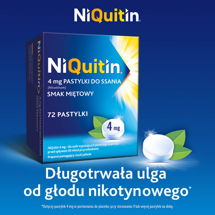 NiQuitin 4 mg, Pfefferminzgeschmack, 72 Lutschtabletten