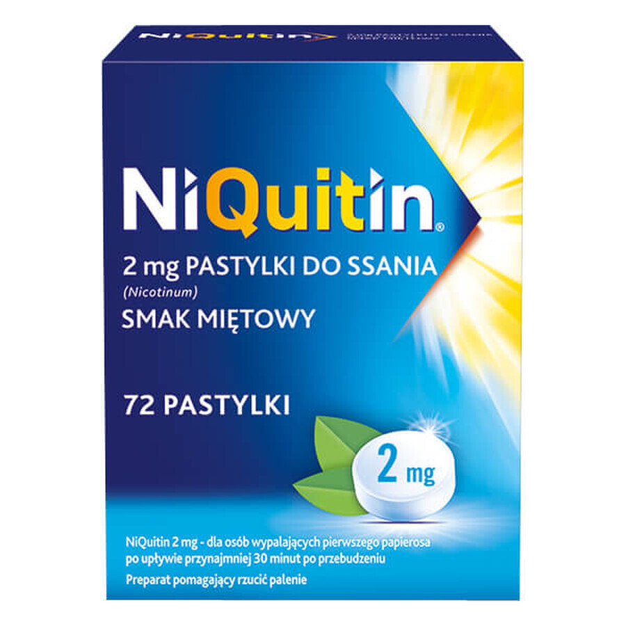 NiQuitin 2 mg, aromă de mentă piperată, 72 pastile