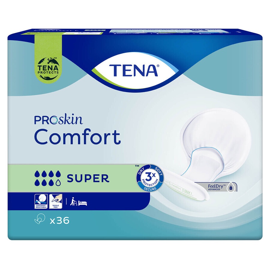 Tena Comfort ProSkin, anatomische luiers, Super, 36 stuks DEFECTED PACKAGING