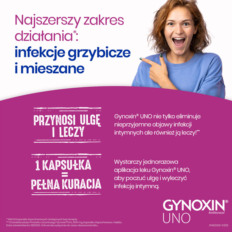 Gynoxin Uno 600 mg, 1 cápsula vaginal blanda