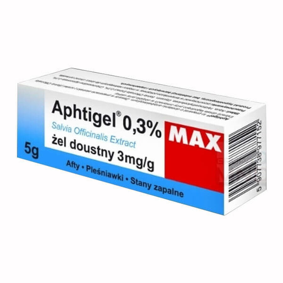 Aphtigel Max 0.3%, oral gel 3 mg/g , canker sores, canker sores, inflammation, 5 g