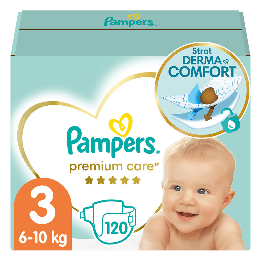 Pampers Premium Care, scutece, mărimea 3, 6-10 kg, 120 buc