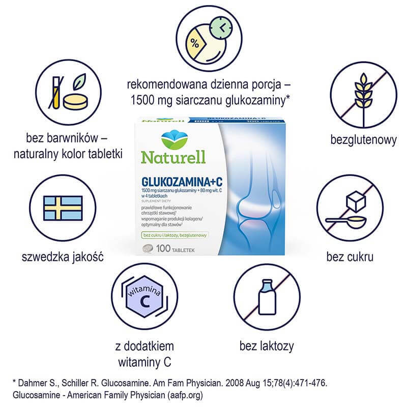 Naturell Glucozamină + C, 100 comprimate