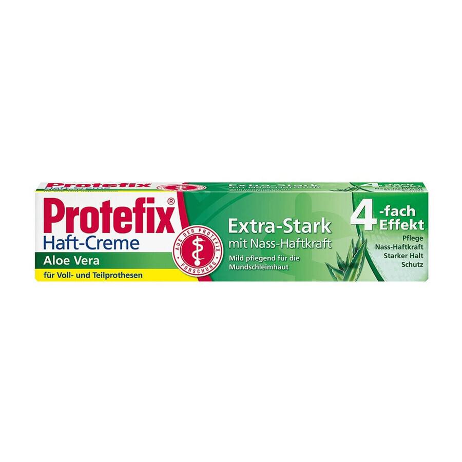 Protefix, cremă de fixare pentru proteze dentare, cu aloe vera, foarte rezistentă, 4 x efect, 47 g