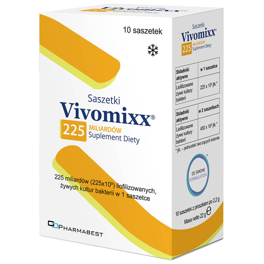 Vivomixx Sachete 225 miliarde, pulbere pentru suspensie orală, 10 plicuri