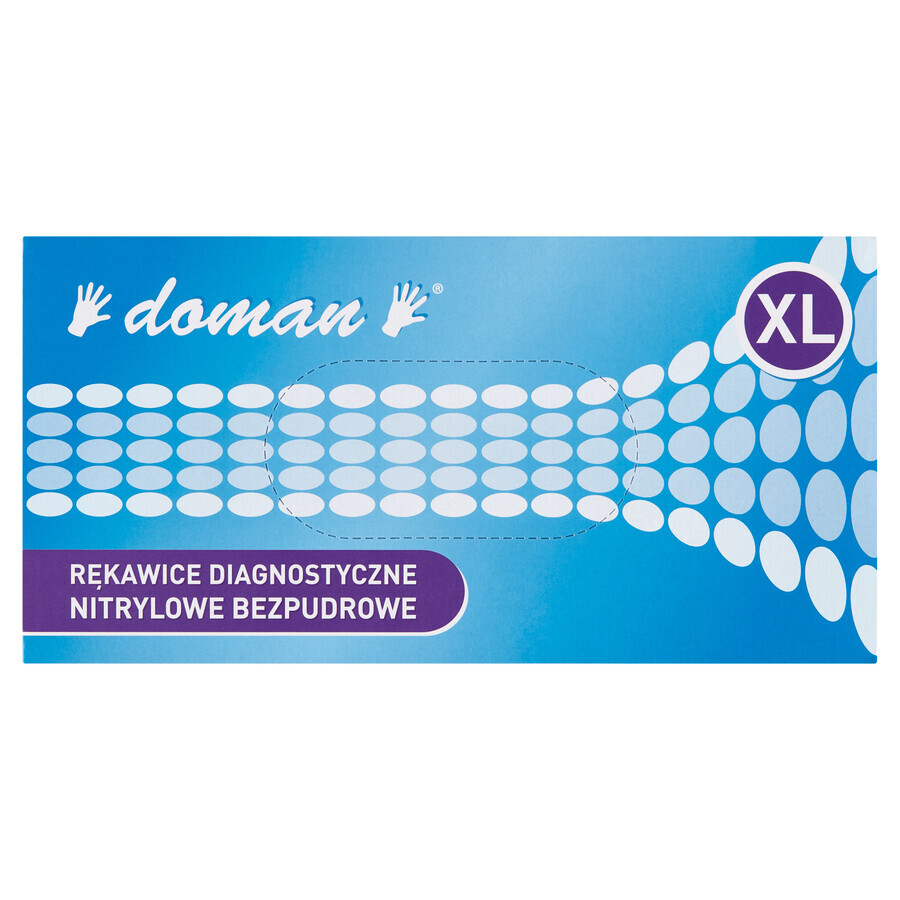 Doman, mănuși din nitril, nesterile, fără pudră, albastru, mărimea XL, 100 bucăți