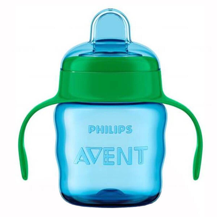 Avent, taza antigoteo con boquilla y asas de silicona, azul, SCF551/05, después de 6 meses, 200 ml