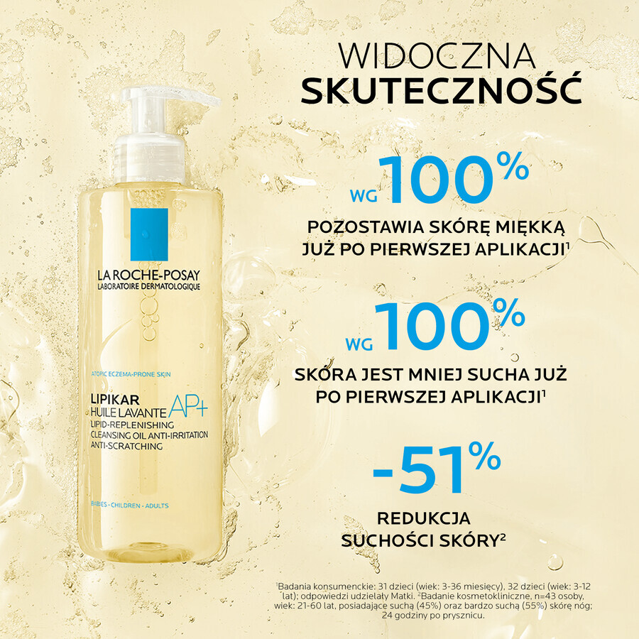 La Roche-Posay Lipikar AP+, ulei de curățare, reumplere lipide împotriva iritațiilor pielii, 400 ml