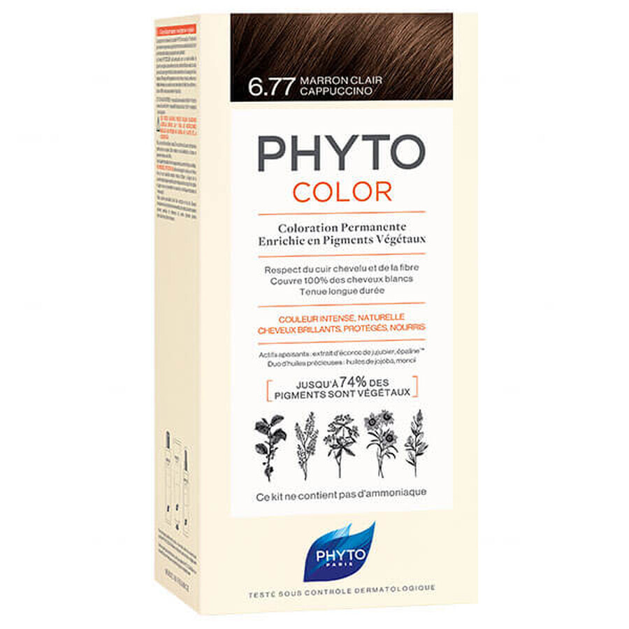 Phyto Color, tinte para el cabello, 6/77 castaño claro, capuchino, 50 ml