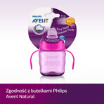 Avent, cană cu picurare cu mânere și muștiuc din silicon, roz, SCF551/03, după 6 luni, 200 ml