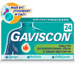 Gaviscon Tab with mint flavor 250 mg + 133.5 mg + 80 mg, 24 chewable tablets