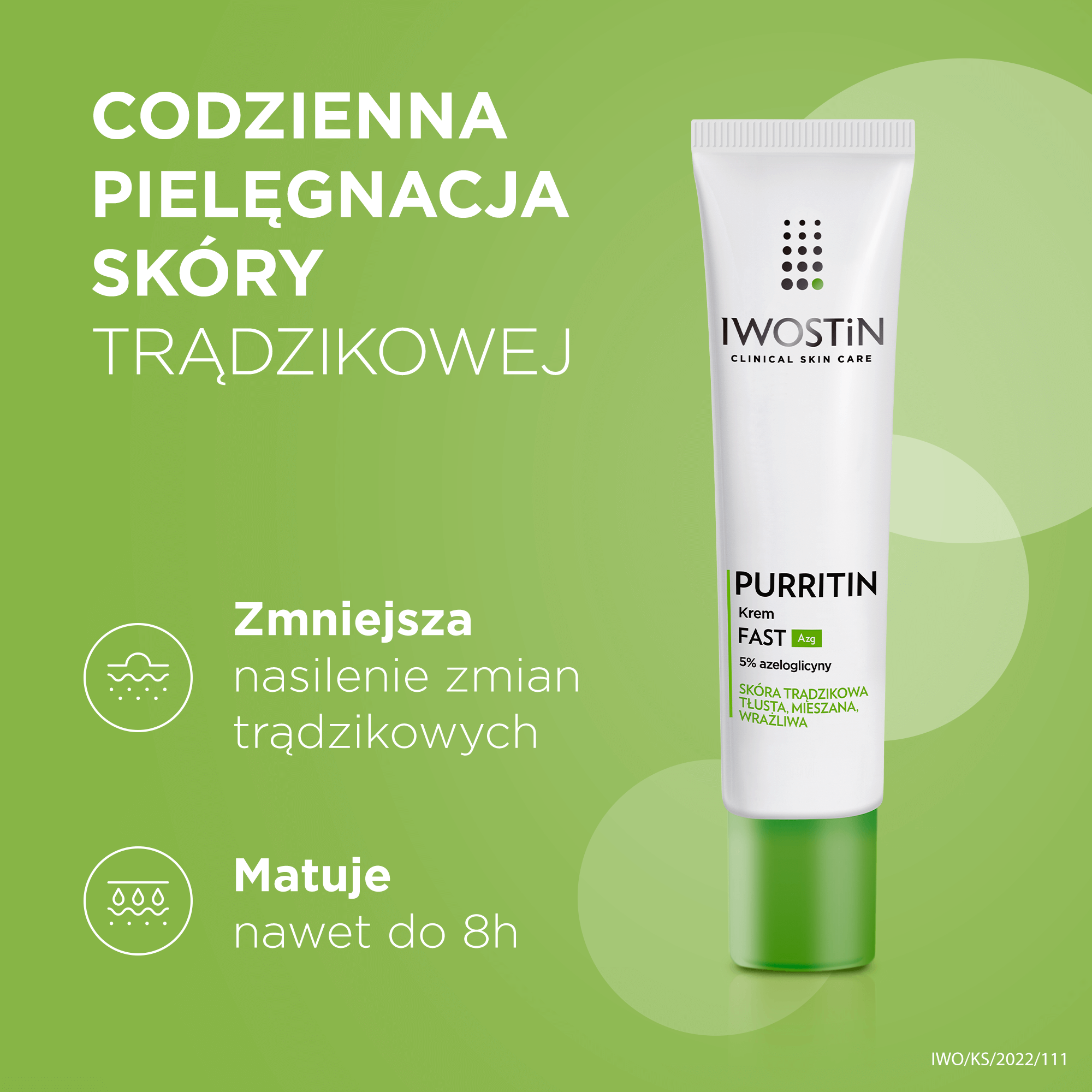 Iwostin Purritin, Fast Azg 5% azeloglicină cremă, ten acneic, gras, mixt și sensibil, 40 ml