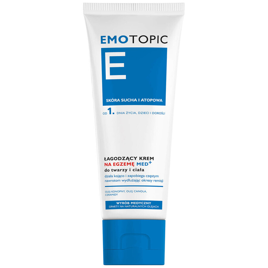 Emotopic Crema calmante para eccemas med+ para rostro y cuerpo, pieles secas y atópicas, 75 ml