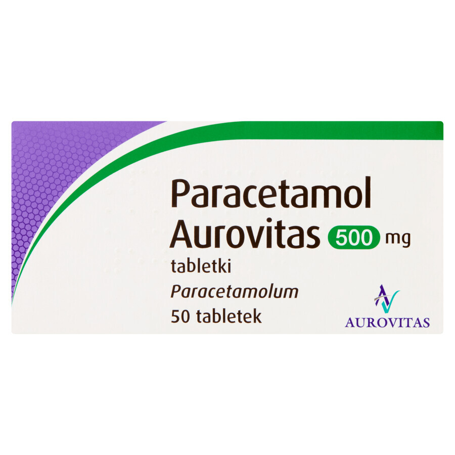 Paracetamol Aurovitas 500 mg, 50 tablets