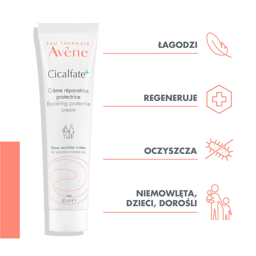 Avene Cicalfate+, cremă protectoare regenerantă pentru întreaga familie, piele sensibilă și iritată, 40 ml