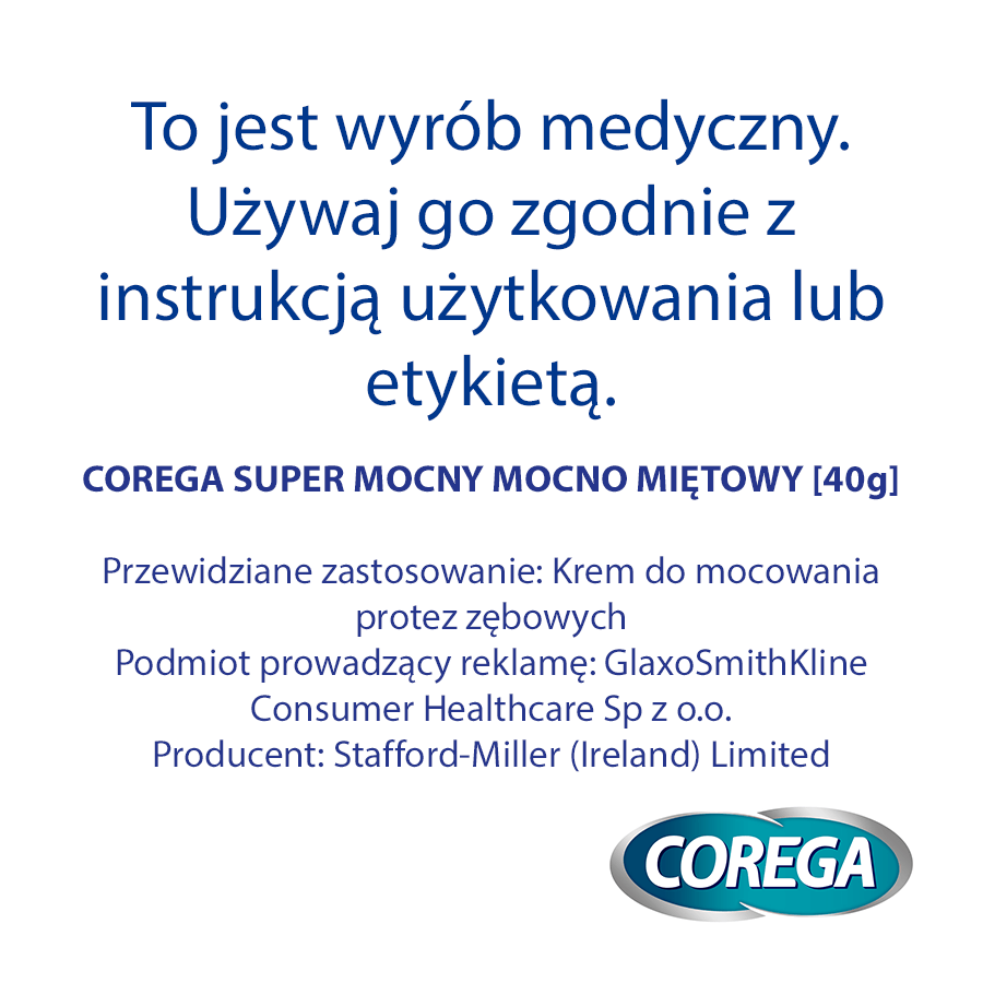 Corega Frisch, cremă de fixare pentru proteze dentare, mentă puternică, 40 g