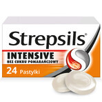 Strepsils Intensive portocale fără zahăr 8,75 mg, 24 pastile tari