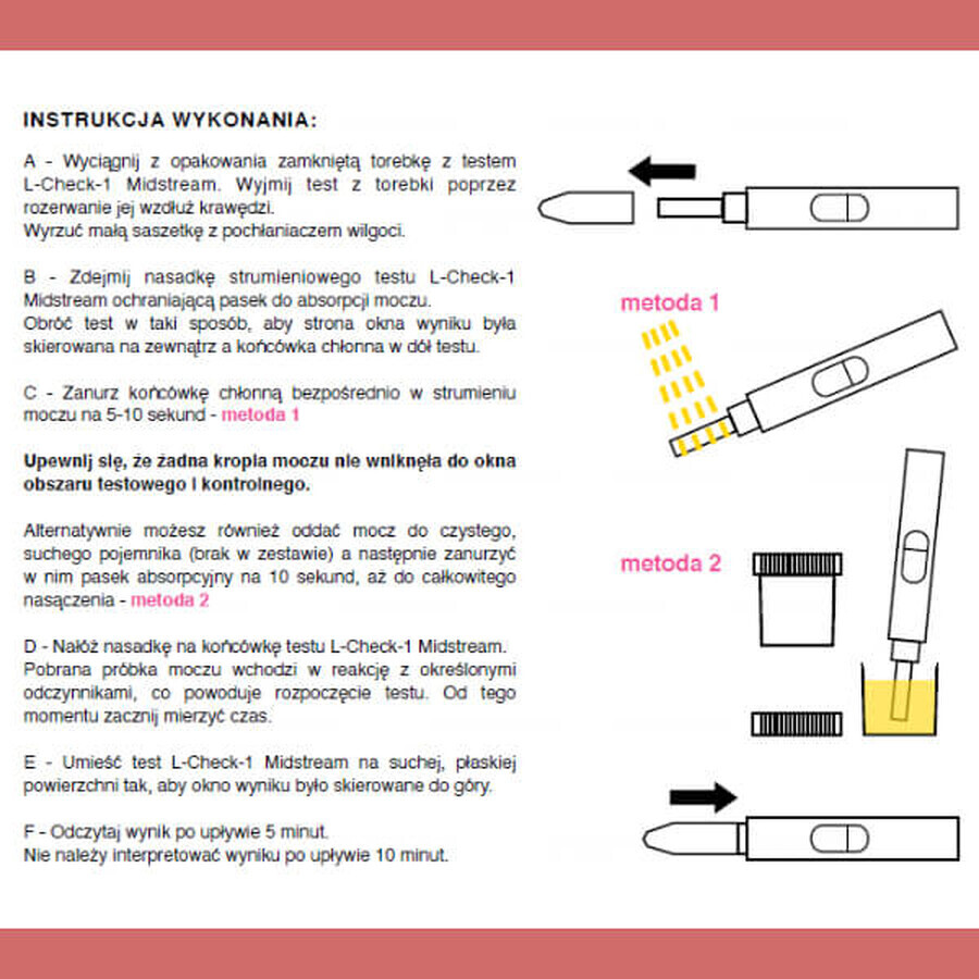 Test de ovulație L-Check-1 Midstream, 1 pachet (5 teste)