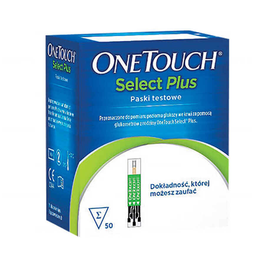 One Touch Select Plus, benzi de testare pentru glucometru, 50 benzi