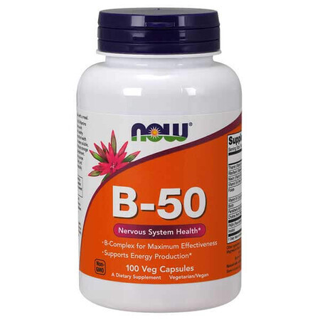 Now Foods B-50, complex de vitamine B, 100 capsule