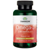 Swanson Omega-3 Fish Oil &amp; vitamina D, aromă de lămâie, 60 capsule gel