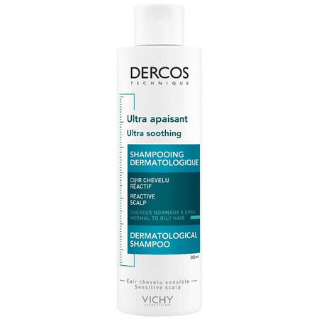 Vichy Dercos Ultra Soothing, șampon ultra calmant, păr normal și gras, 200 ml