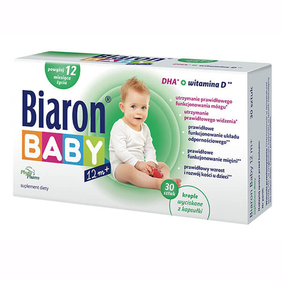 Biaron Baby 12m+, pentru copii de peste 12 luni, 30 de capsule detașabile prin răsucire