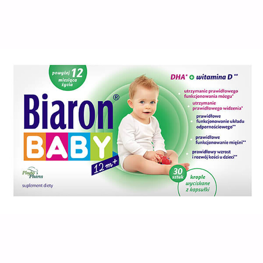 Biaron Baby 12m+, pentru copii de peste 12 luni, 30 de capsule twist-off AMBALAJ DEFECTAT