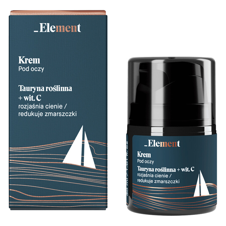 Element Men, cremă de ochi cu efect de reducere a strălucirii, taurină vegetală + vitamina C, 30 ml