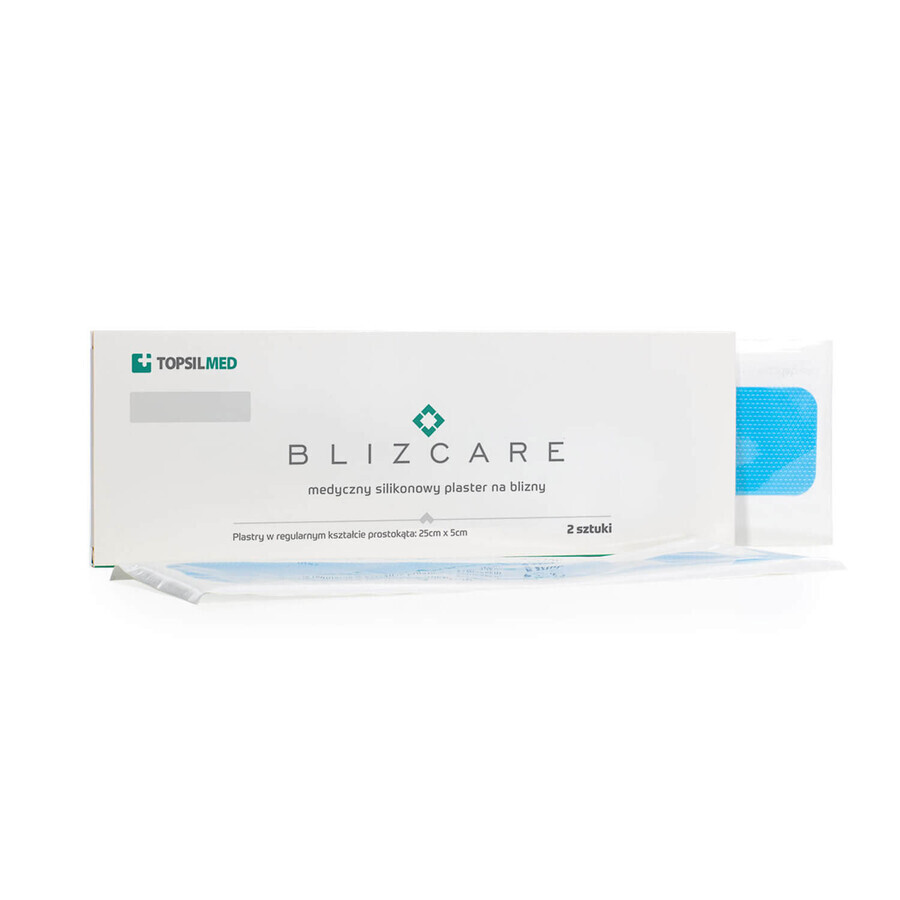 Blizcare Regular, plasturi din silicon medical pentru cicatrici, 25 x 5 cm, 5 bucăți