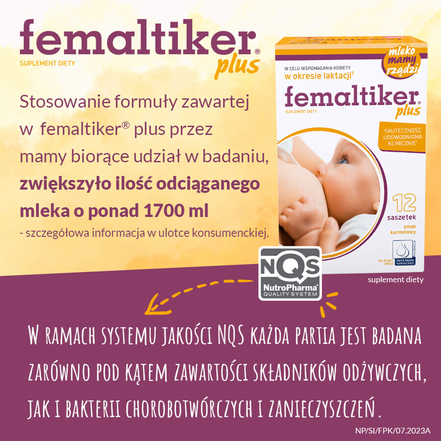 Femaltiker Plus, aromă de caramel, 12 pliculețe