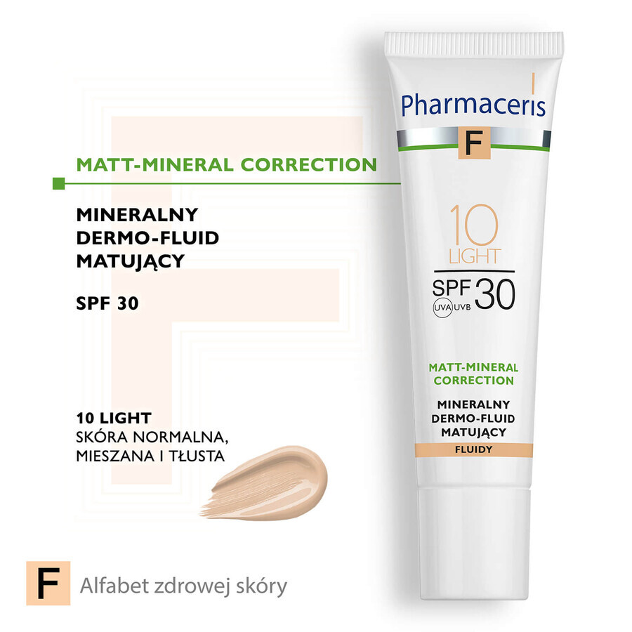 Pharmaceris F Matt-Mineral-Correction, dermo-fluide minéral matifiant, 10 Light, SPF 30, 30 ml