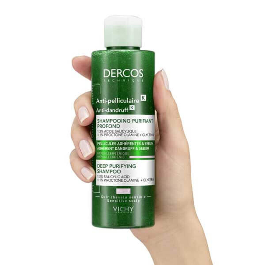 Vichy Dercos Anti Dandruff K, champú anticaspa, limpieza profunda, 250 ml