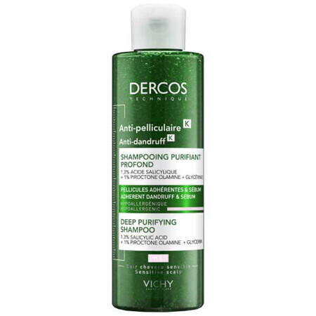 Vichy Dercos Anti Dandruff K, champú anticaspa, limpieza profunda, 250 ml