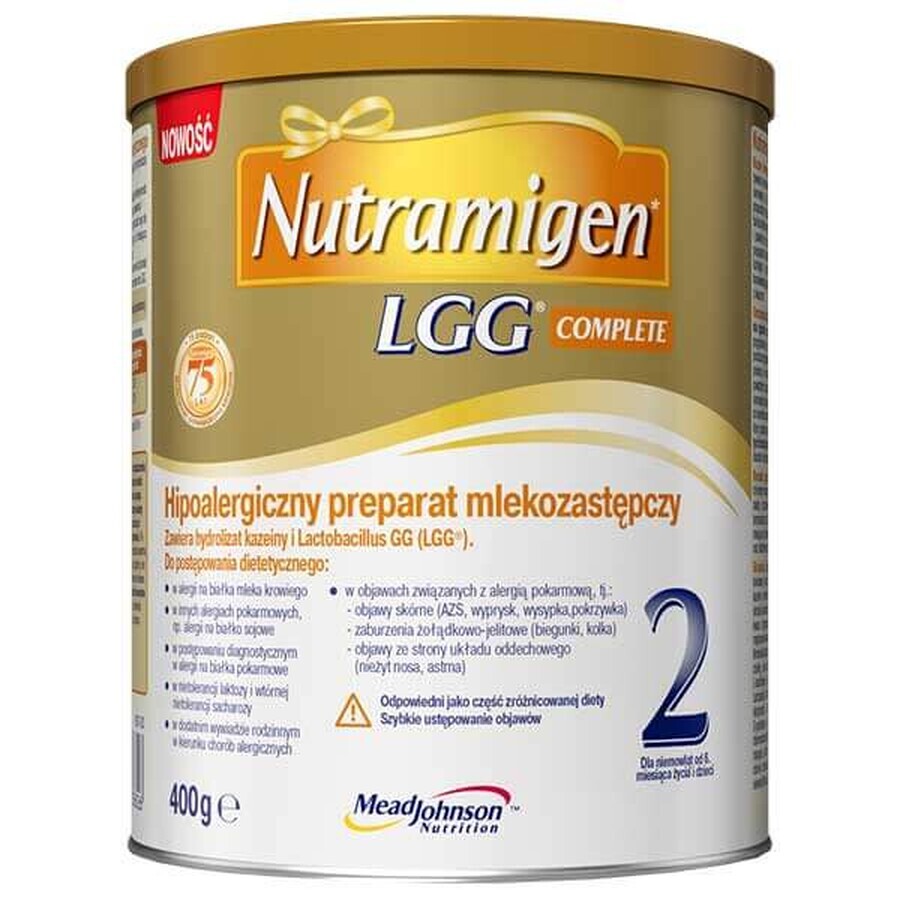 Nutramigen 2 LGG Complete, sostituto del latte ipoallergenico, da 6 mesi, 400 g