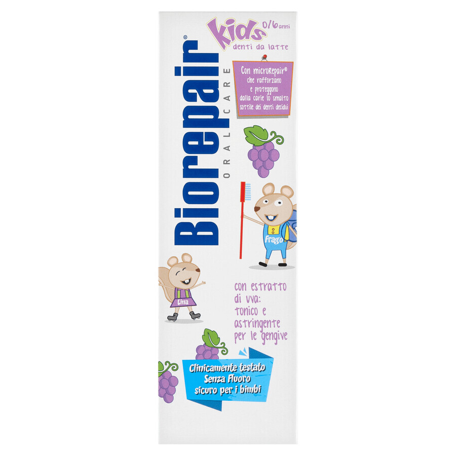 Biorepair Junior Kids, pastă de dinți pentru copii, 0-6 ani, struguri, 50 ml