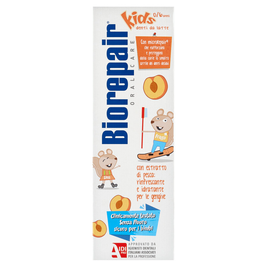 Biorepair Junior Kids, pastă de dinți pentru copii, 0-6 ani, piersică, 50 ml